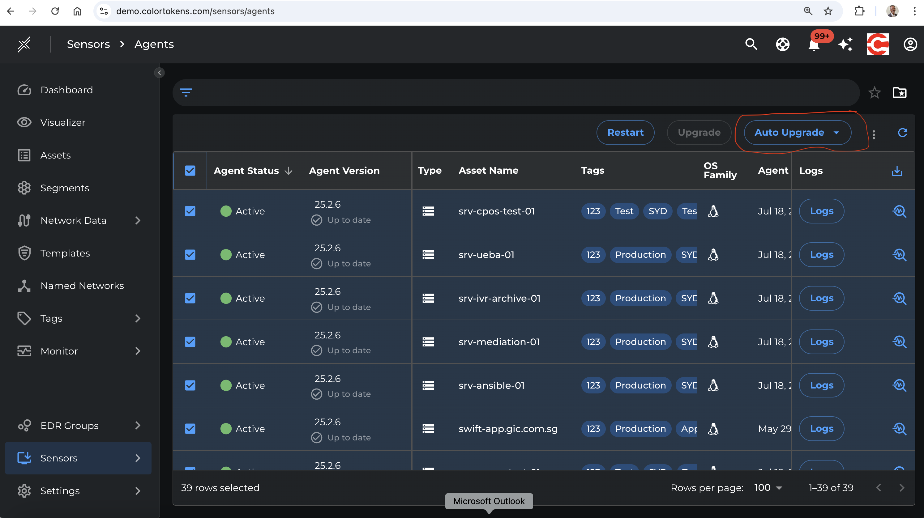 Xshield Agent Auto Upgrade Setting
