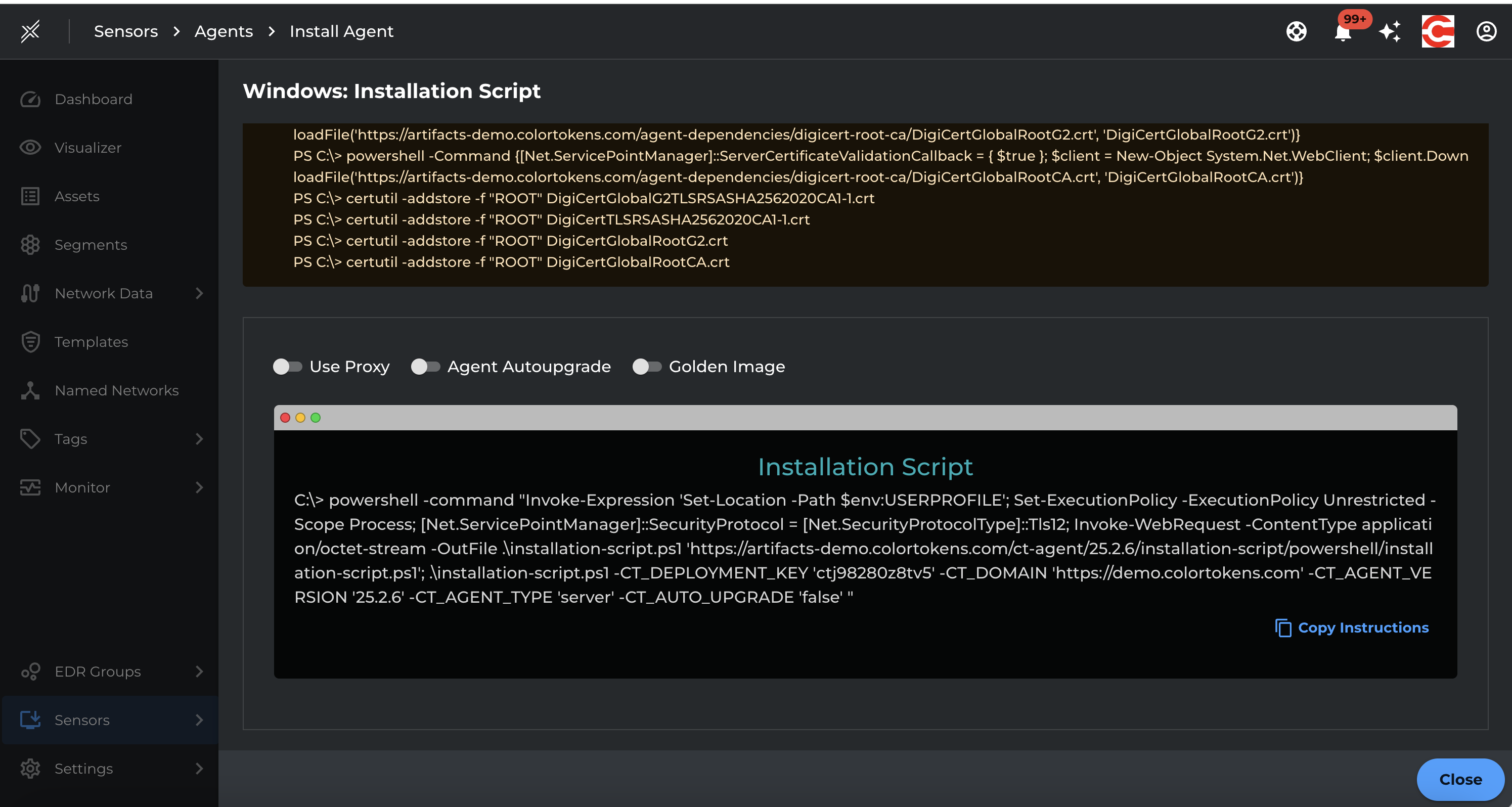 Xshield Agent Installation Setting
