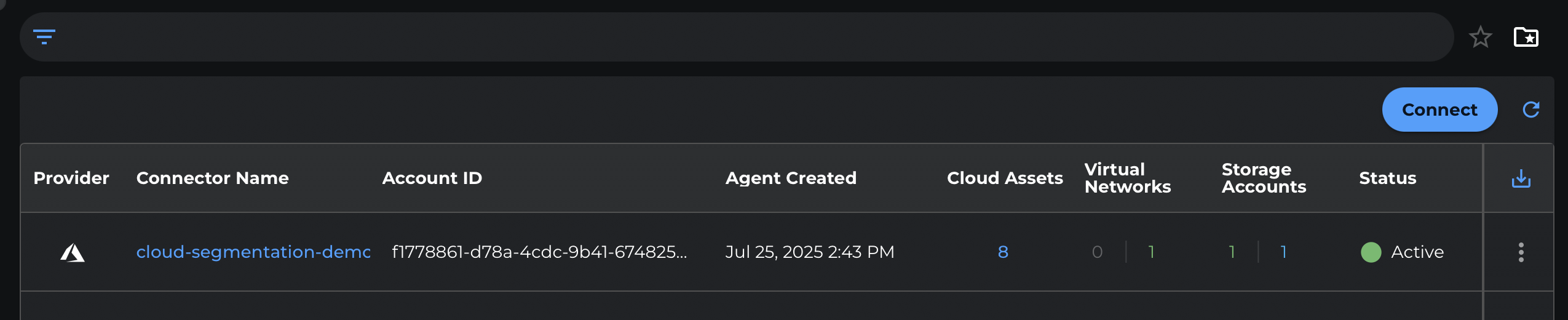 Cloud-connector dashboard page