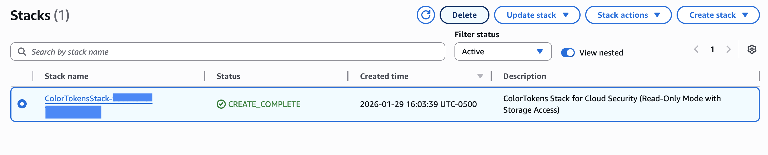 Delete stack - open CloudFormation