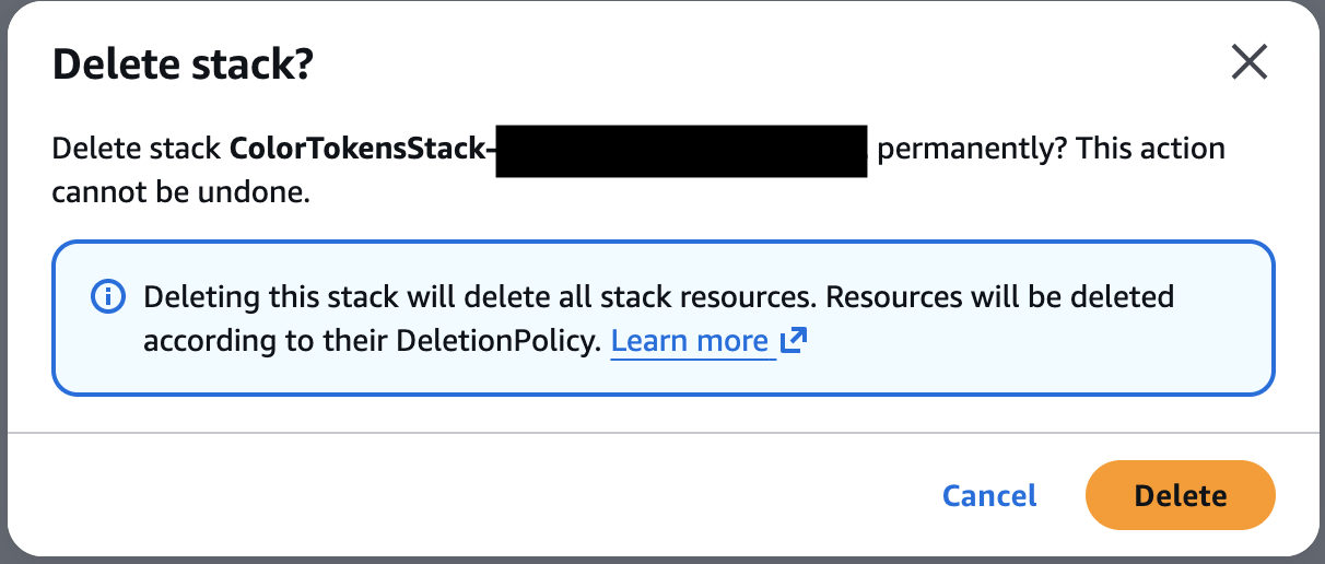 Delete stack - select stack