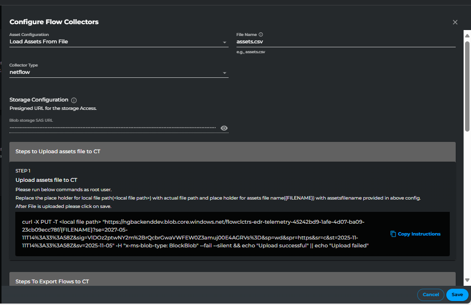 Upload File using provided command