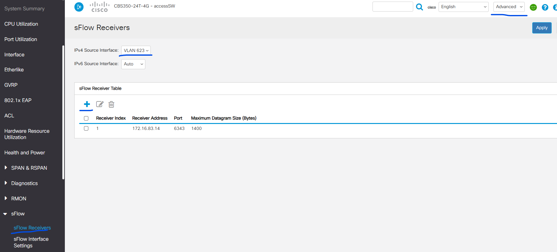 Sflow Exporter Configuration