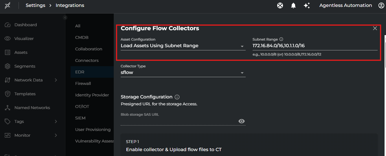 Enter SubnetRange in Xshield