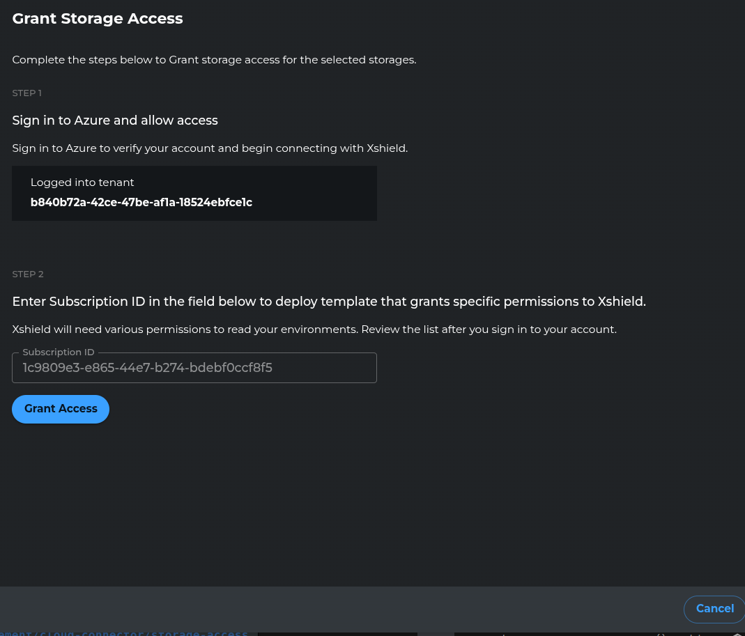 Grant Access confirmation