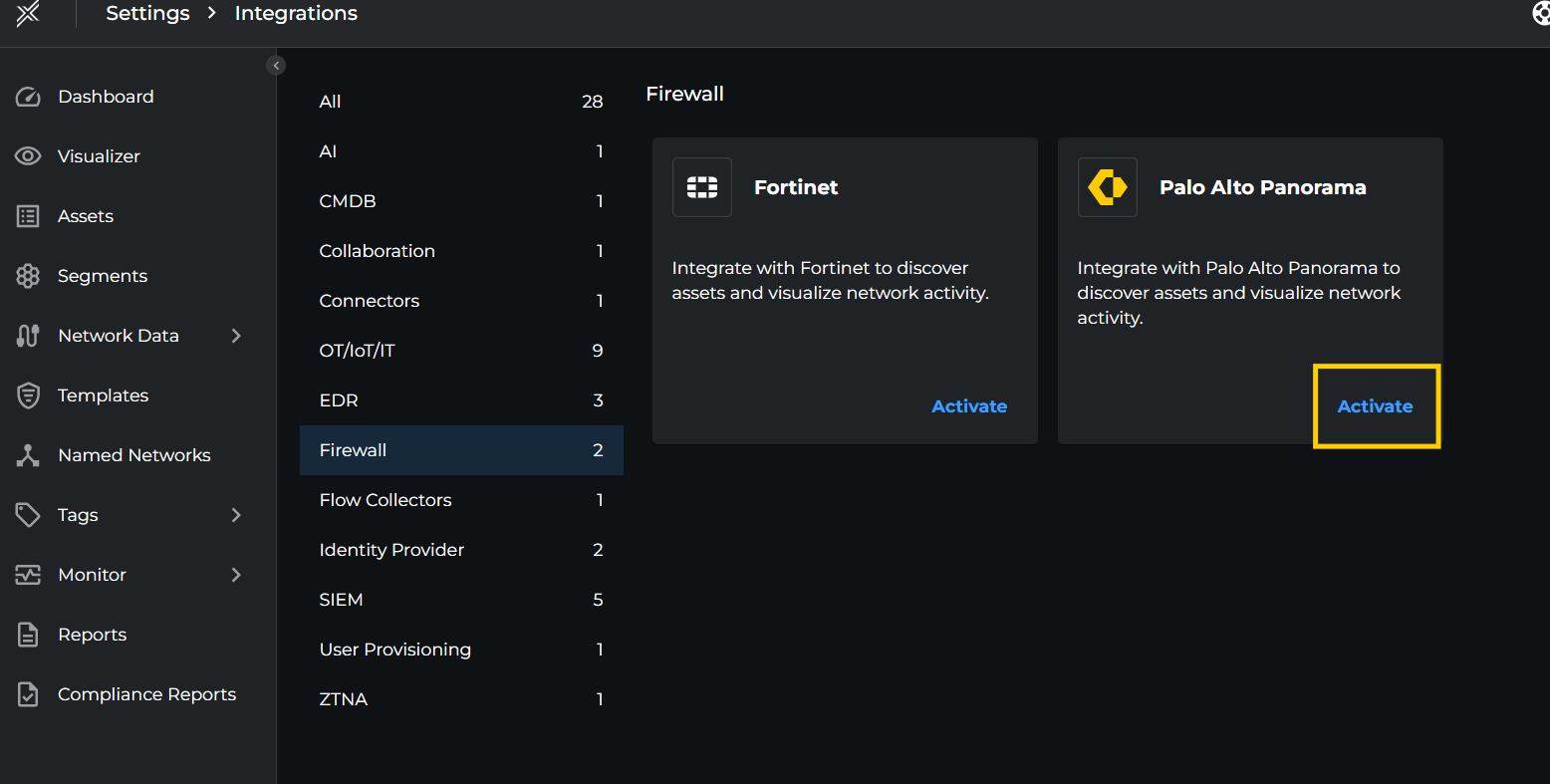 Activate Palo Alto Panorama in Xshield