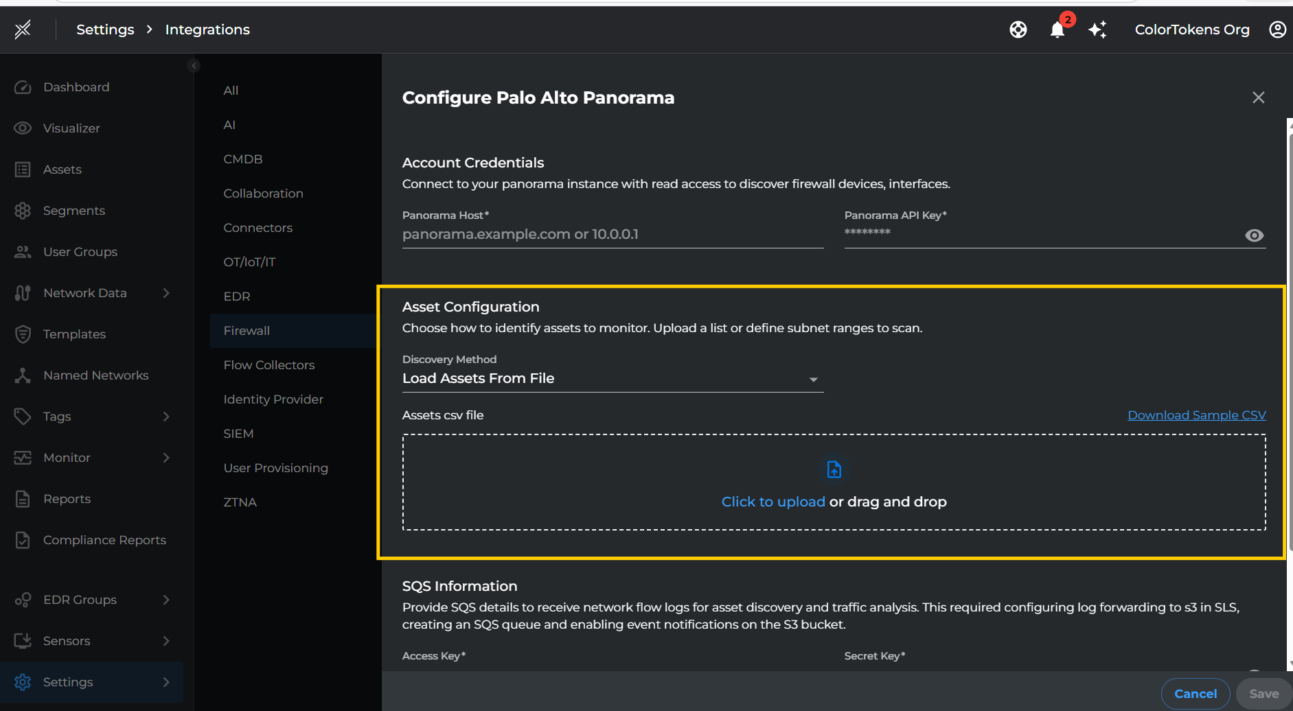 Upload Assets File in Xshield