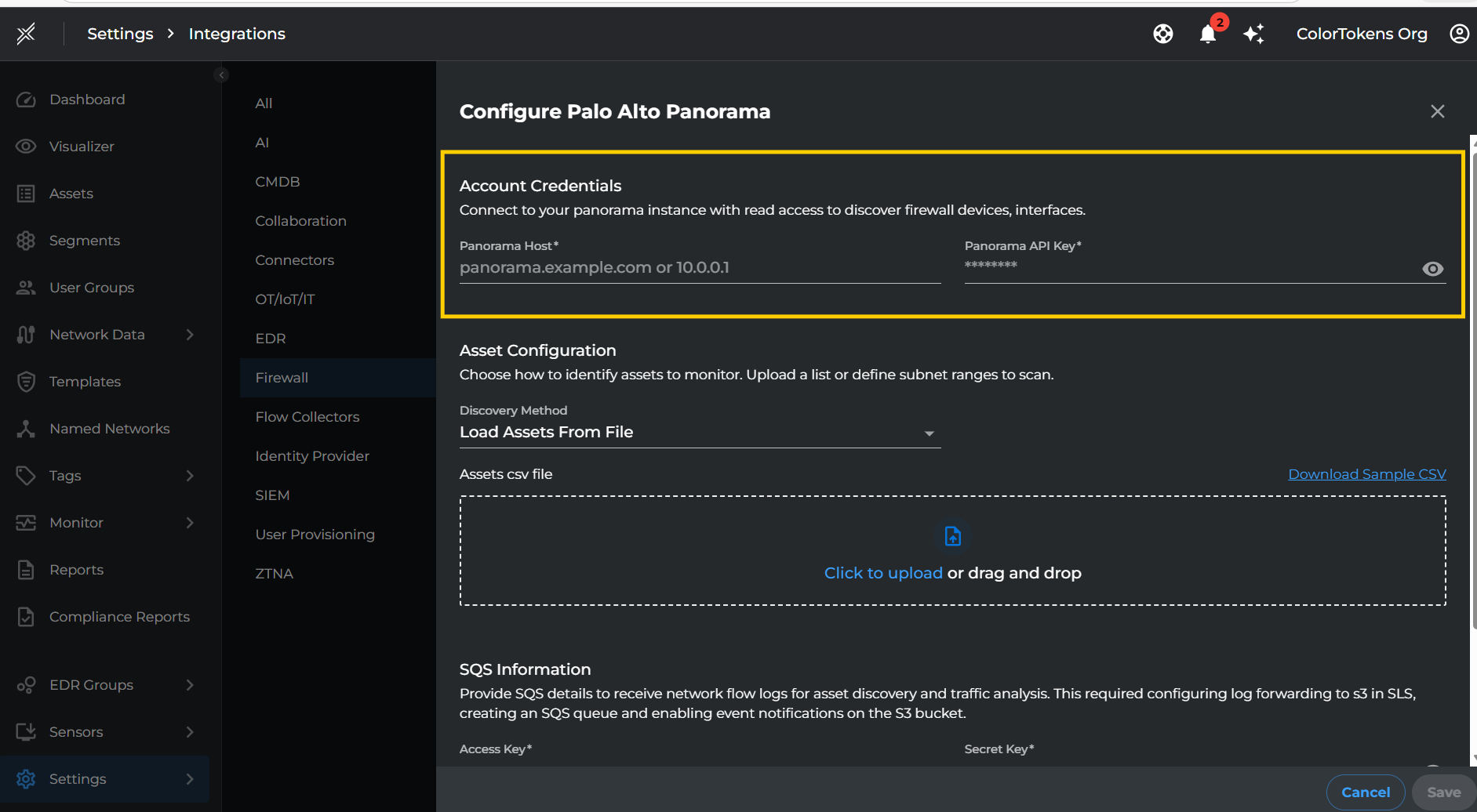 Enter Panorama Credentials in Xshield