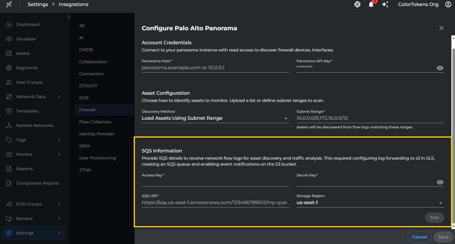 Enter SQS Information in Xshield