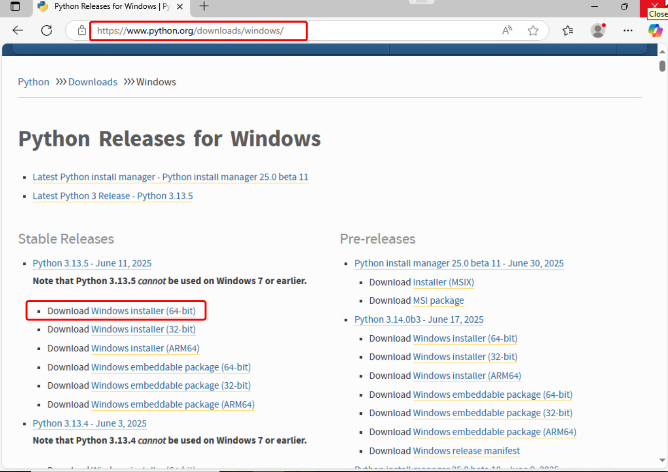 Python installer download