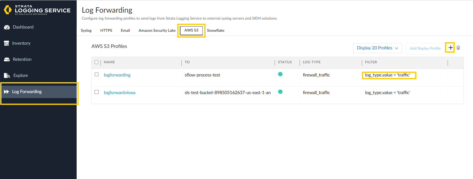 configure log forwarding
