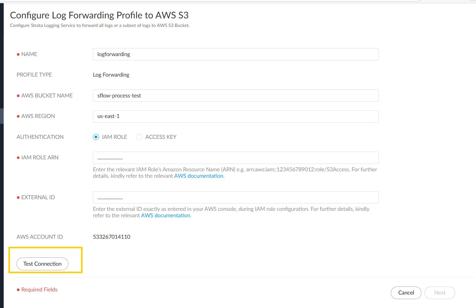 configure log forwarding