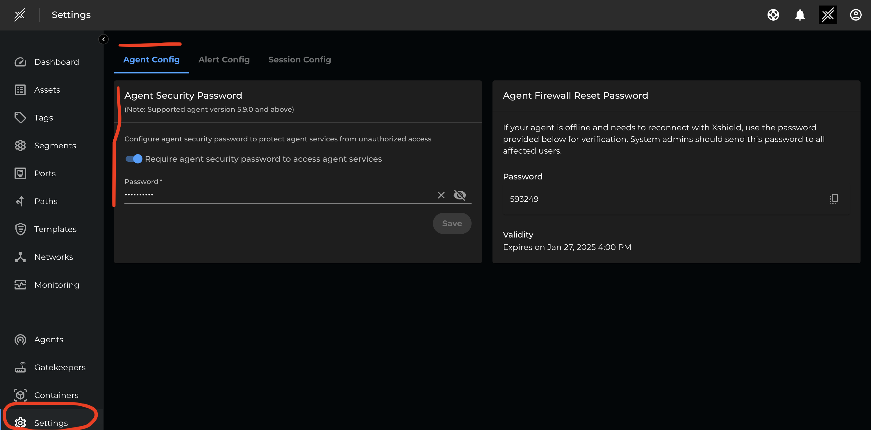 Xshield Agent Tamper Protection Setting