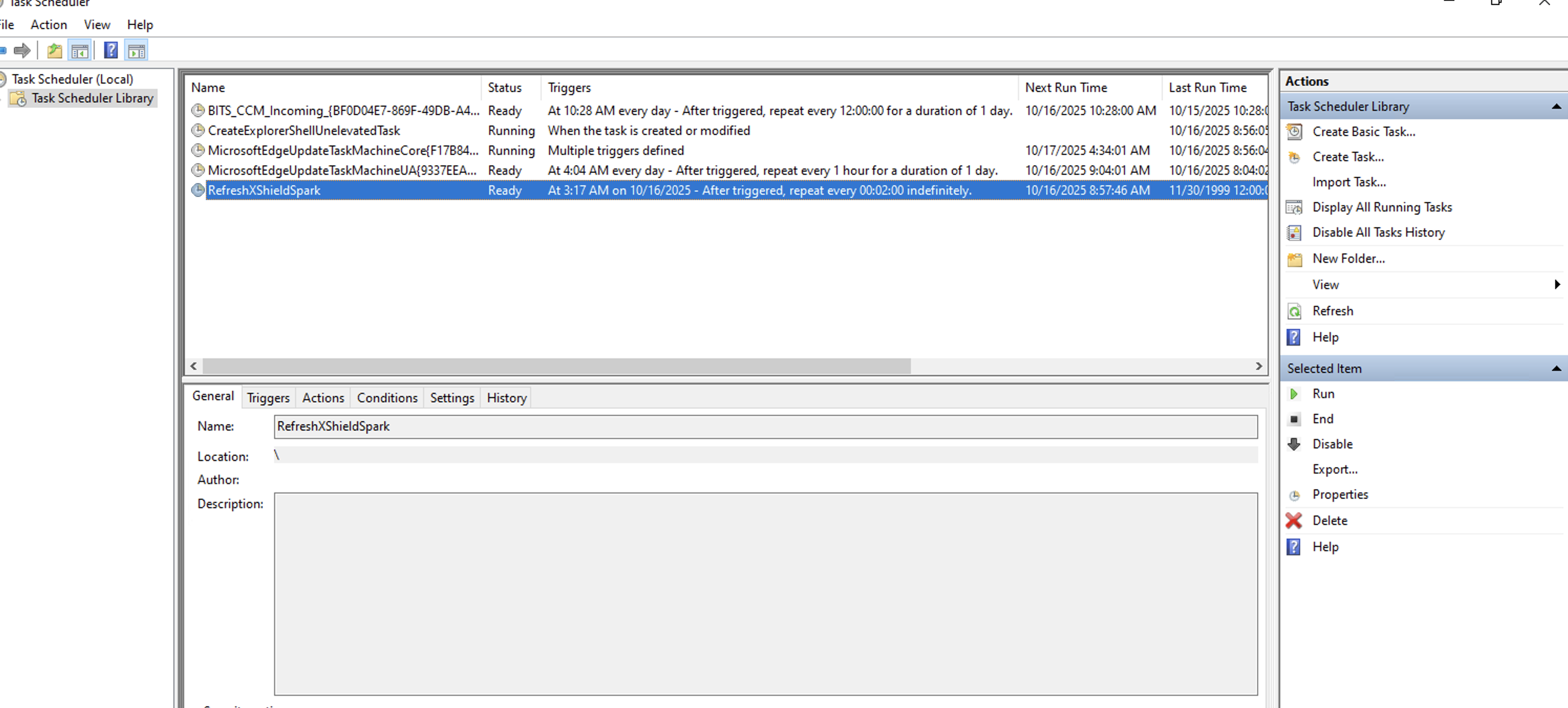 Task scheduler screenshot